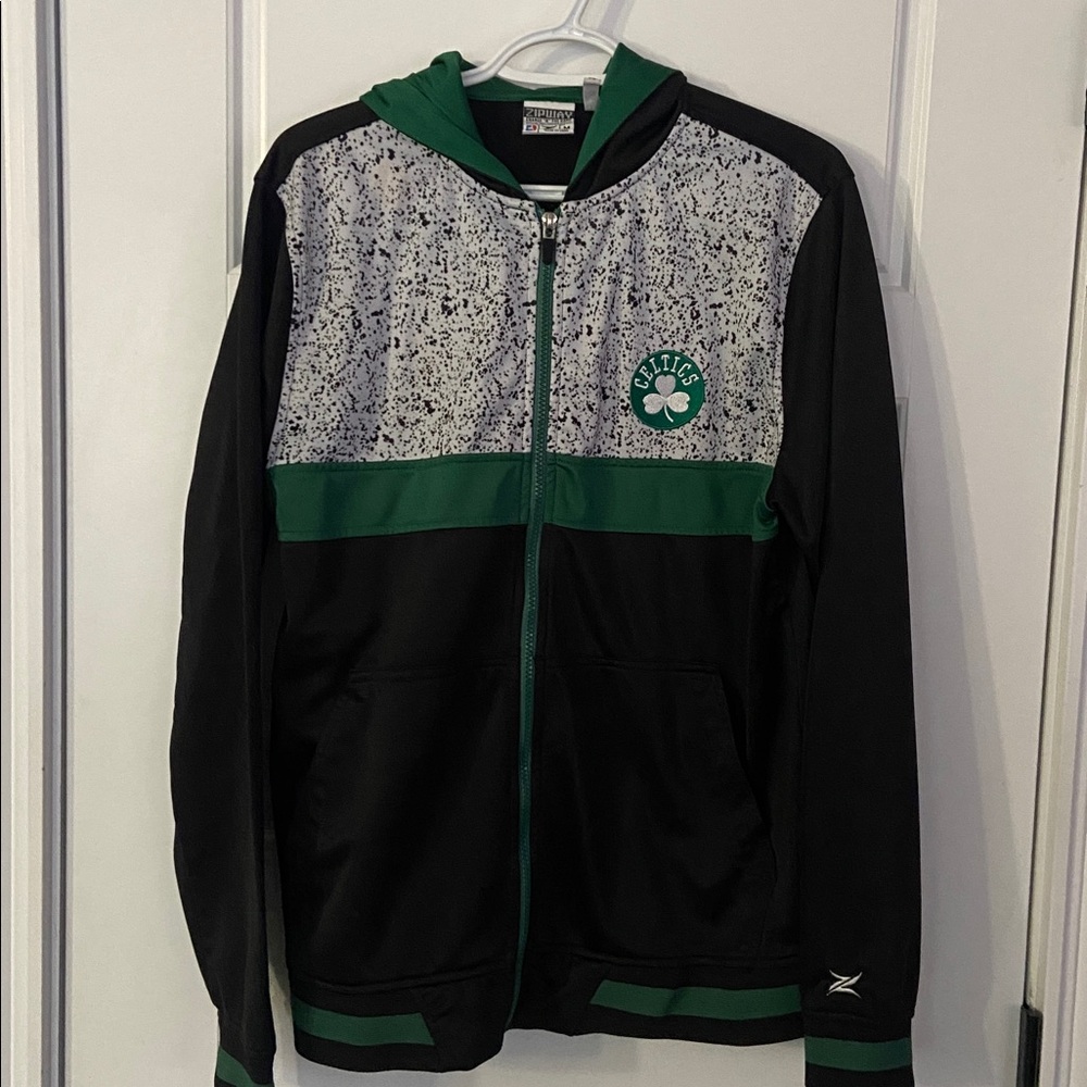 Boston Celtics Zip Up Sweater - Black and Green